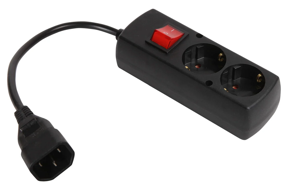 Adapter z wtykiem IEC C14 męskim przewód 3x1mm2 H05VV-F z gniazdem double GN-270S WS